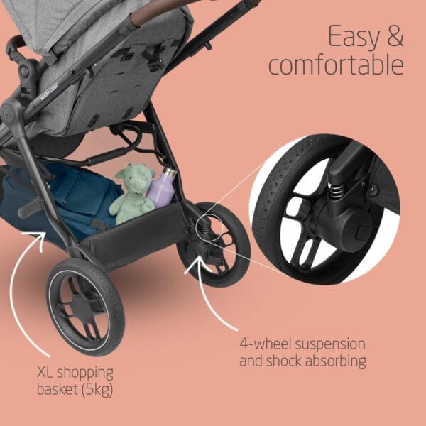 Maxi-Cosi Zelia S Trio, 3-in-1 Pram Travel System, 0–22 kg, Grey