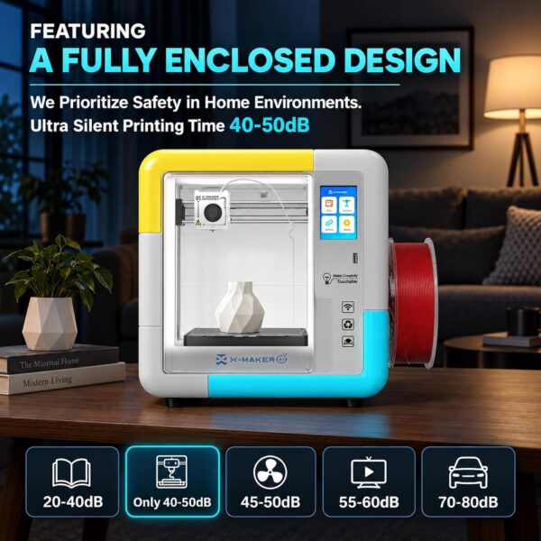 X-Maker AI Kids 3D Printer, Enclosed, Wi-Fi Printing, App Control, Ready to Print