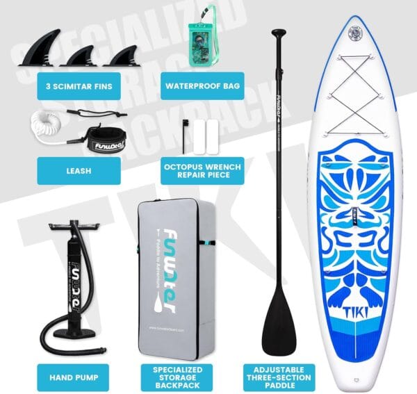 71mhKbox03L._AC_SL1500_ FunWater TIKI Inflatable Stand Up Paddle Board SUP