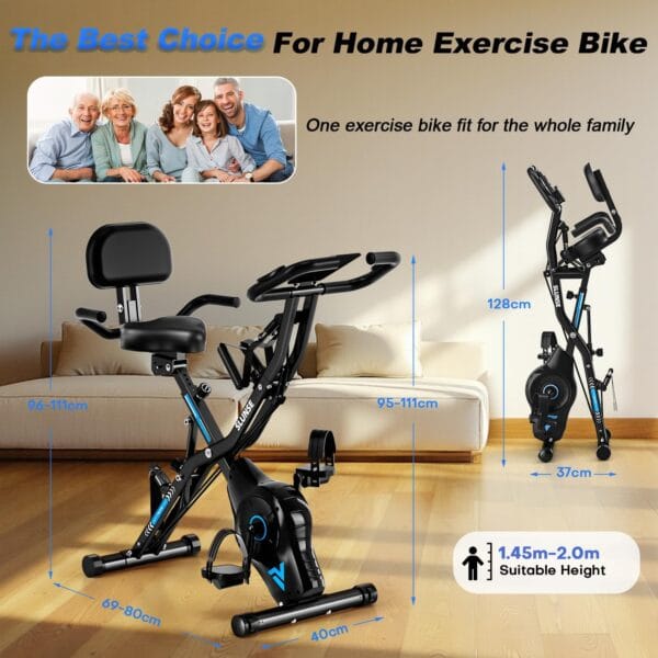 Exercise Bike, 5-in-1 Quiet Folding Exercise Bikes for Home Use