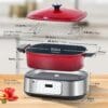 Homtone Slow Cooker Electric 6-in-1, 5.5L/4.8 qt Multicooker Red
