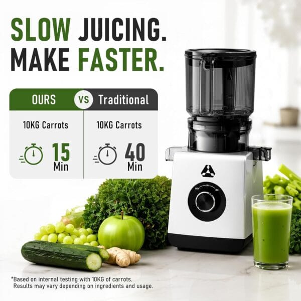 AAOBOSI 3-in-1 Cold Press Juicer, 165mm Wide Feed Chute for Whole Fruits