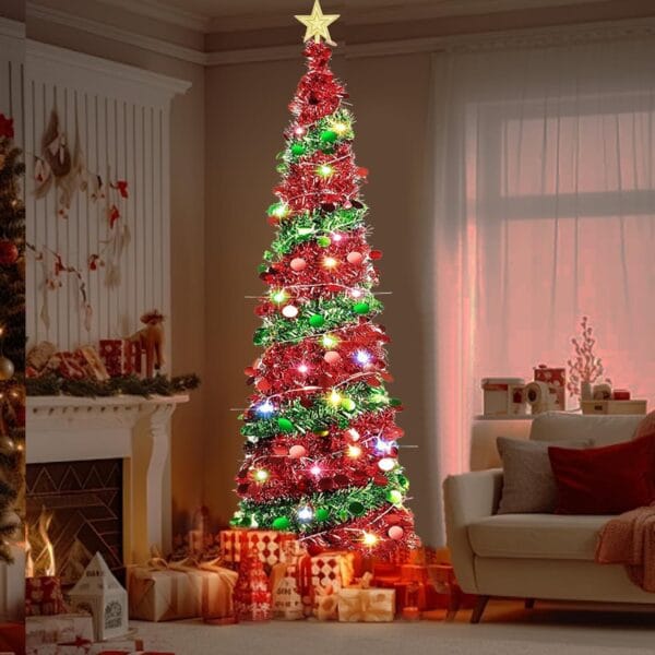 71o-Mw4GziL._AC_SL1500_ 5 Ft Pop Up Christmas Tree with 16.5 Ft String Lights