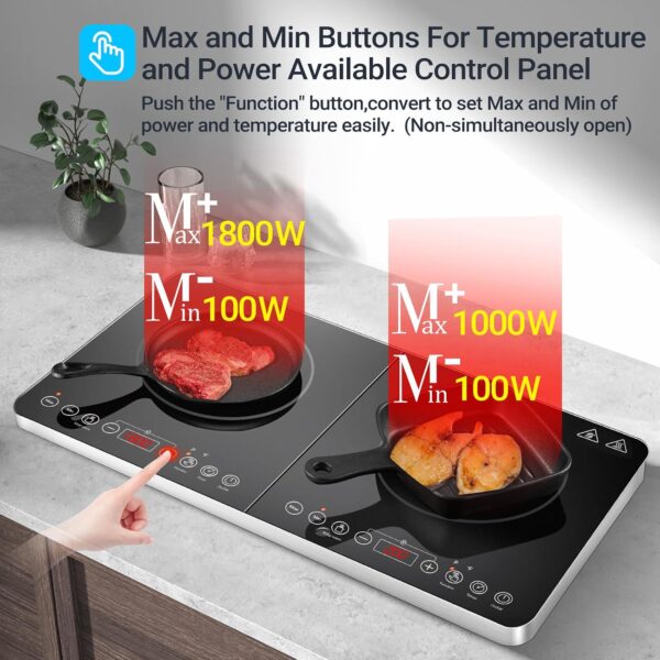 Aobosi Double Induction Hob,Induction Hobs with Black Glass Panel Body