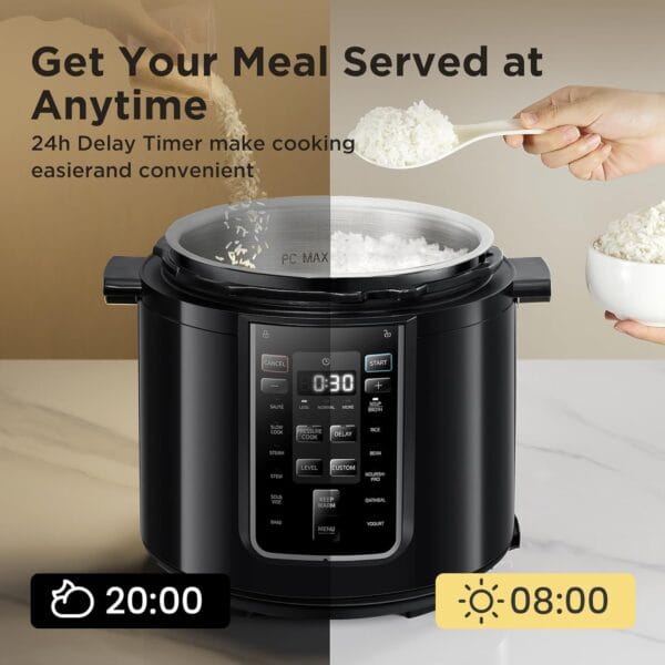 Midea Electric Pressure Cooker 5.7L, 9-in-1 Multi Cooker, 12 Presets, 80kPa