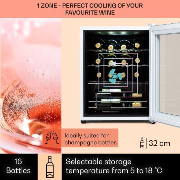 Klarstein Shiraz Wine Cooler White – 28 Bottles