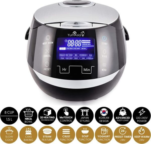71rGAtg31dL._AC_SL1500_ Yum Asia Sakura Rice Cooker - Black and Silver - 8 Cups