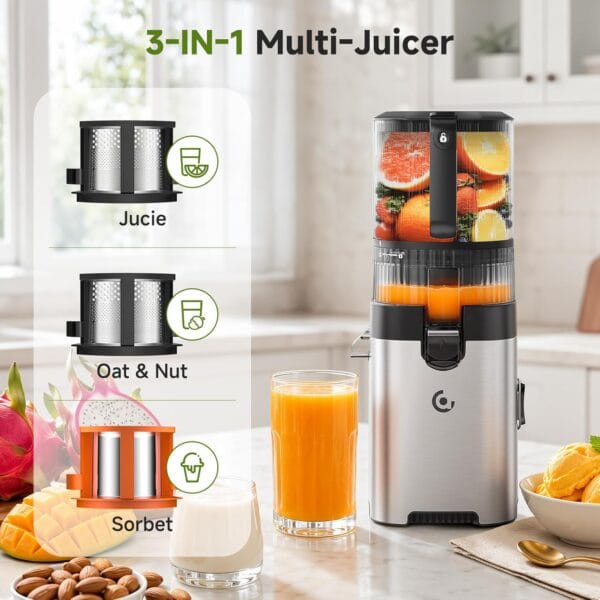 AMZCHEF Cold Press Juicer Machines, 165MM Large Feed Chute