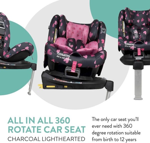 Cosatto All in All Rotate 360° Swivel Spin Car Seat (Charcoal Lighthearted)