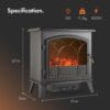 VonHaus Electric Log Burner 1850W – 2 Heat Settings – Black