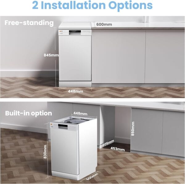 COMFEE' Slimline Dishwasher, 45cm, 10 Place Settings, White [Energy Class E]