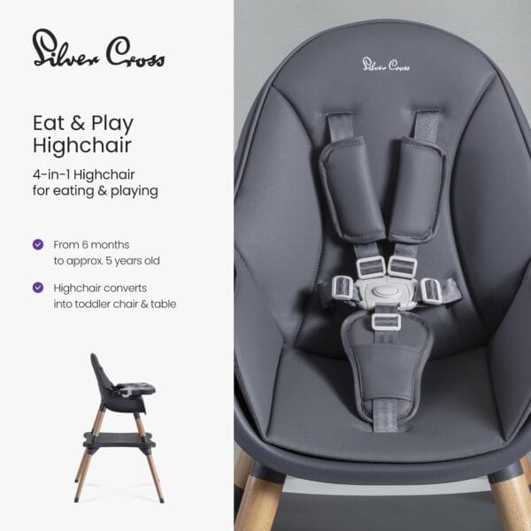 Silver Cross Eat & Play 4-in-1 Highchair, 6 Months to 5 Years