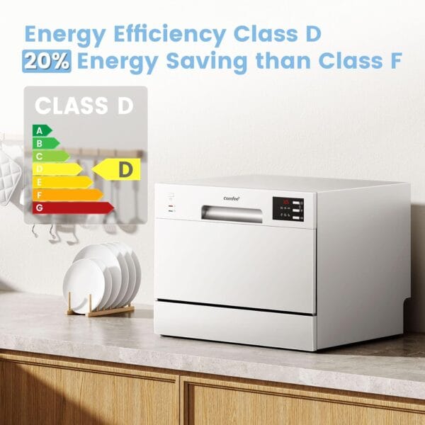 COMFEE' Table Top Dishwasher, 6 Place Settings, White [Energy Class D]