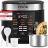 Cosori Rice Cooker 5L, 10 Cups, Ceramic Coated Inner Pot, Slow & Steamer, Black
