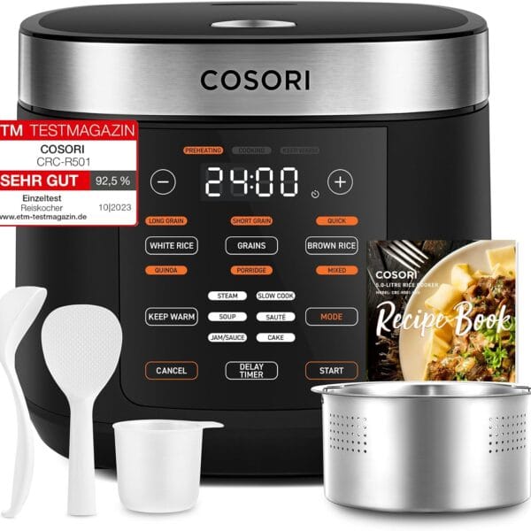 71v-+vp3uFL._AC_SL1500_ Cosori Rice Cooker 5L, 10 Cups, Ceramic Coated Inner Pot, Slow & Steamer, Black