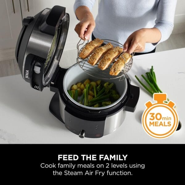 Ninja Foodi 11-in-1 6L SmartLid Multi-Cooker, Stainless Steel/Black OL550UK