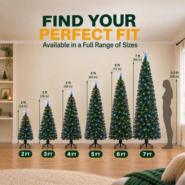 New Christmas Tree X-Mas Tree Fiber Optic Color Changing Multi Colour Led Lights With Star Free Standing Indoor Tree Lights XMAS Gift (7 FT)