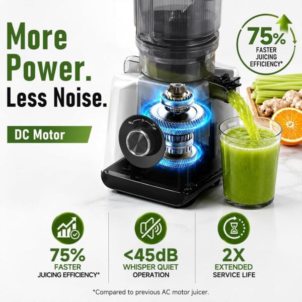 AAOBOSI 3-in-1 Cold Press Juicer, 165mm Wide Feed Chute for Whole Fruits
