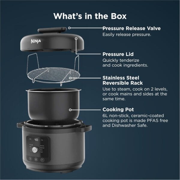 Ninja HyperHeat 9-in-1 Pressure Cooker, Slow Cooker, 6L, Black PC201UK