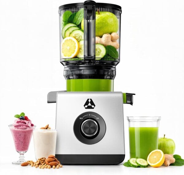 AAOBOSI 3-in-1 Cold Press Juicer, 165mm Wide Feed Chute for Whole Fruits
