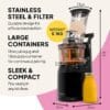 Fridja f1900 Cold Press Juicer, 240W Slow Juicer, 78mm Chute, BPA-Free