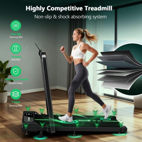 CHAOKE Folding Treadmill for Home with APP & Speakers