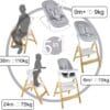 Twinly Alaia Baby High Chair 5-in-1 with Newborn Bouncer, White