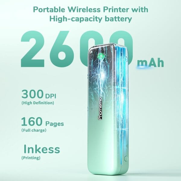 Phomemo M834 Portable Themral Inkless Printer A4 300DPI - Green Kit