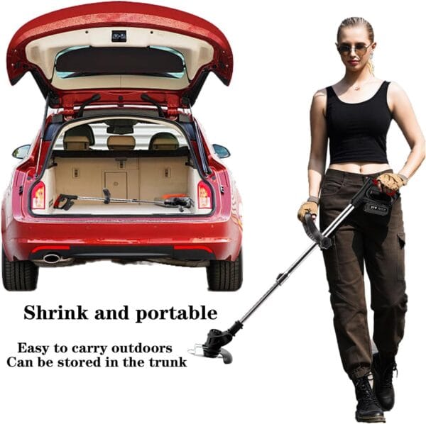 21V Cordless Strimmer, Telescopic Lightweight Grass Trimmer with 6xMetal Blades & 10xPlastic Blades