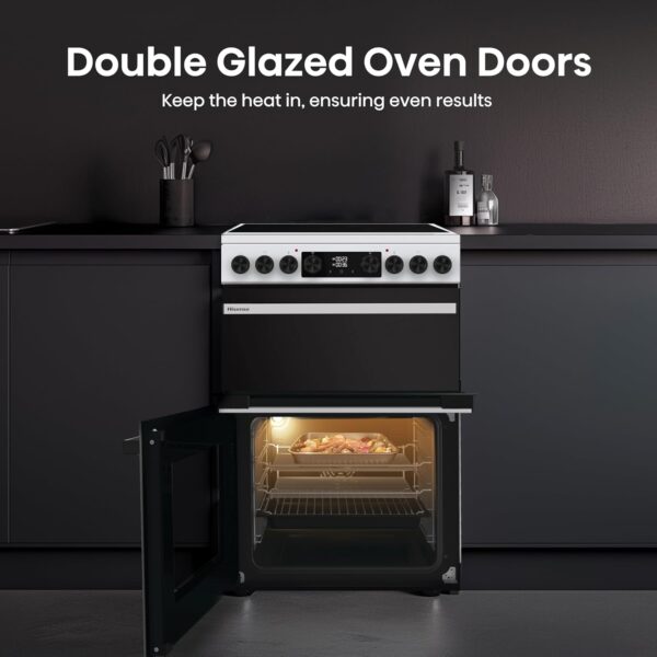 Hisense Hi6 Max 60cm Electric Cooker with Ceramic Hob HDCEC6C20W - White - A Rated [Energy Class A]