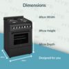 HYE 60cm Freestanding Cooker - Electric Cooker with Kitchen Stove, Black [Energy Class A]