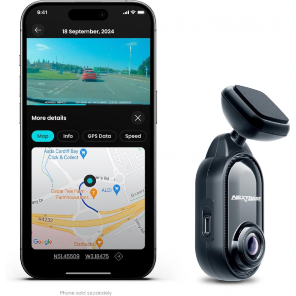 Nextbase Piqo 1K Compact Front Dash Cam, 1080p Full HD