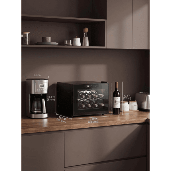 FOHERE Wine Cooler Fridge 8 Bottles, Table-Top Wine Fridge with Glass Door