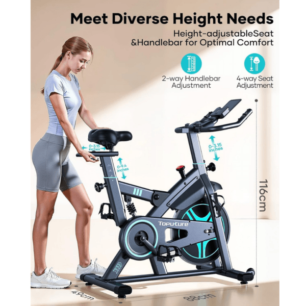 【2026 Upd】Toputure Exercise Bike with APP, Hand Pulse, Shock Absorption