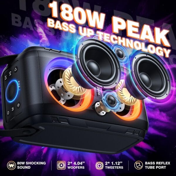 81-Qf8eZzRL._AC_SL1500_ W-KING Bluetooth Speaker Loud, 180W Max Portable Party Wireless Speakers