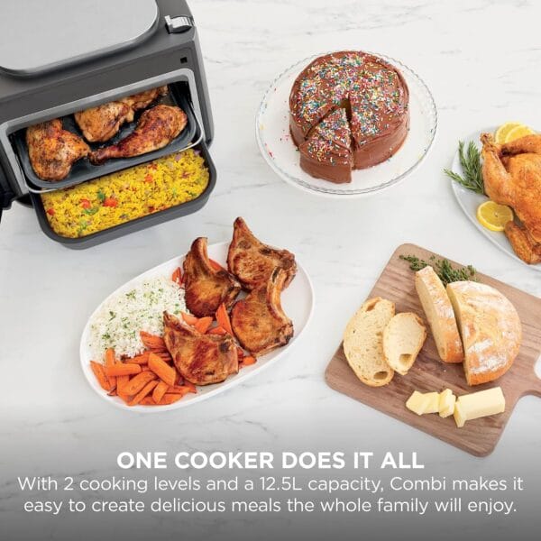 Ninja Combi 12-in-1 Multi-Cooker, Oven & Air Fryer, Grey SFP700UK