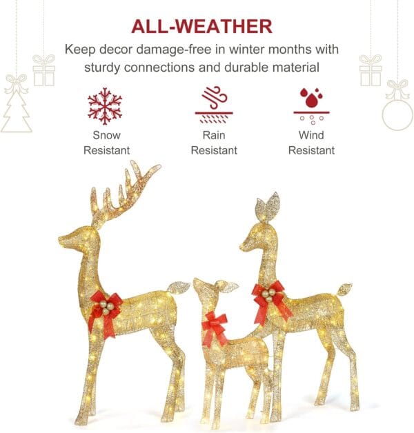 HOYECHI Lighted Christmas Decoration Deer 3 Piece