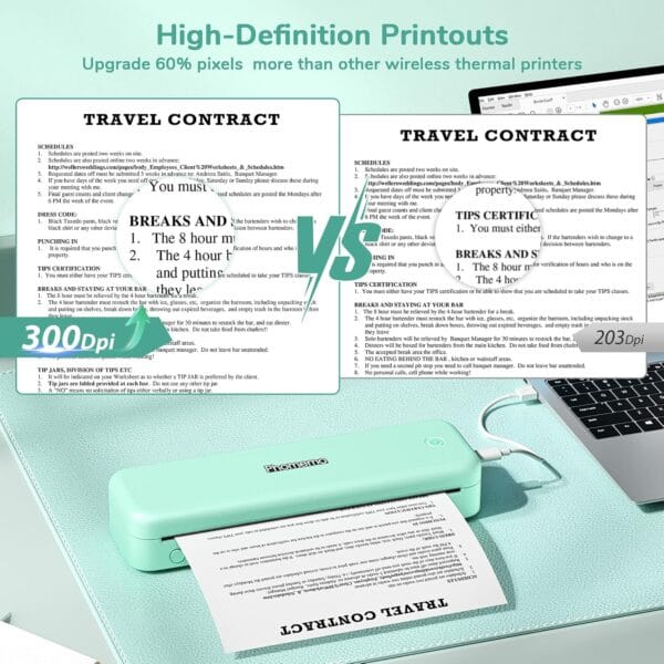 Phomemo M834 Portable Themral Inkless Printer A4 300DPI - Green Kit