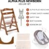hauck Alpha+ Newborn Set Deluxe – Wooden Highchair & Bouncer – Walnut
