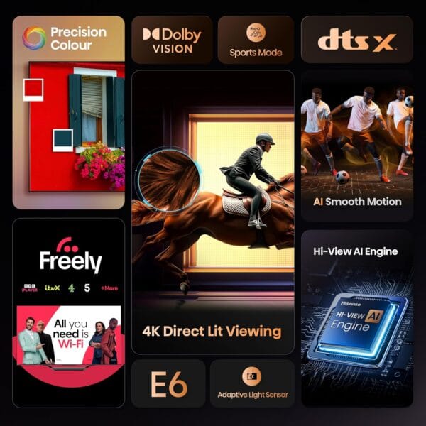 Hisense 43 Inch 43E6QTUK 4K Ultra HD Smart AI TV