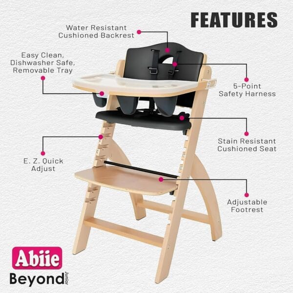 Abiie Beyond Junior Wooden High Chair with Tray