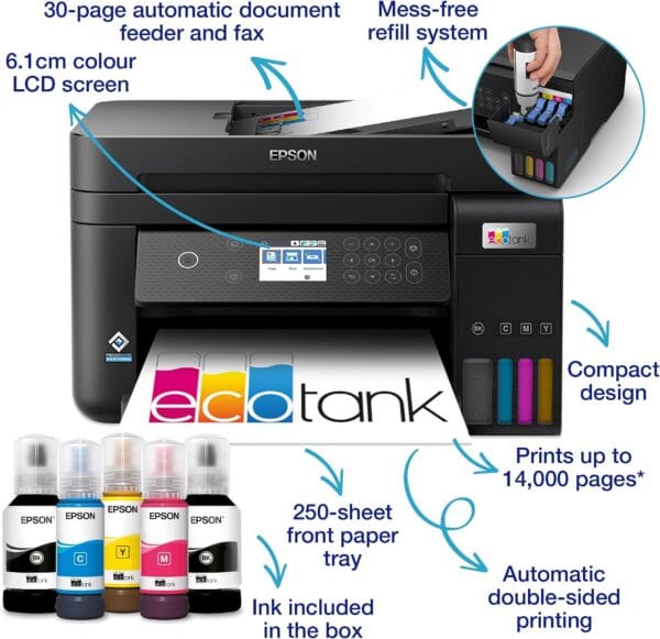 Epson EcoTank ET-3850 A4 Multifunction Air Print Wi-Fi Ink Tank Printer