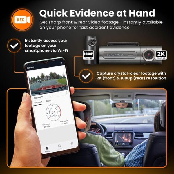 Road Angel Halo Pro 2K 1440p Dual Dash-Camera