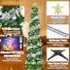 HMASYO 6FT/1.8M Pop Up Tinsel Christmas Tree with 100 Timer Lights & Remote