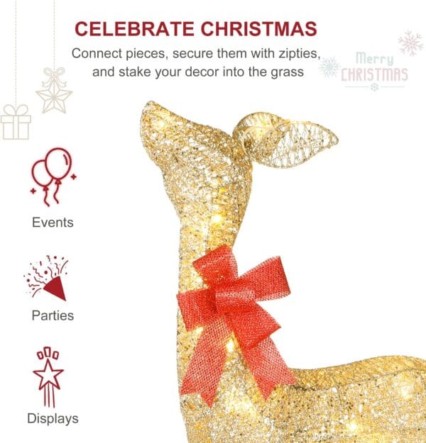 HOYECHI Lighted Christmas Decoration Deer 3 Piece
