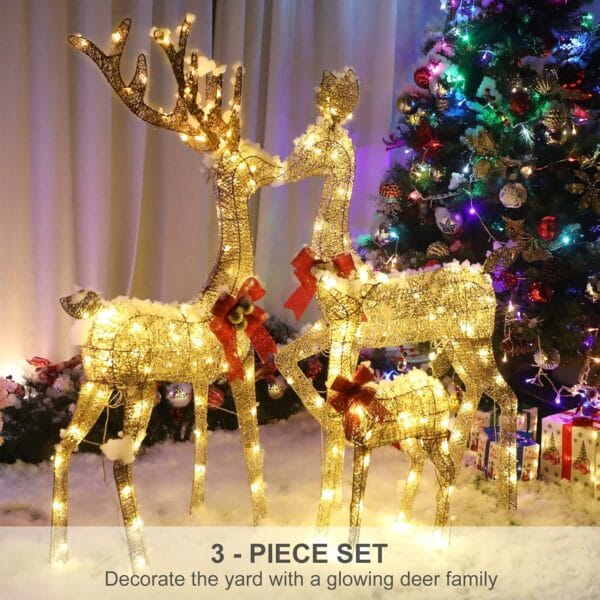HOYECHI Lighted Christmas Decoration Deer 3 Piece