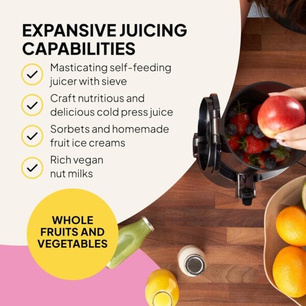 Fridja f2500 Self-Feeding Juicer, 135mm Chute, Whole Fruit, 250W Cold Press