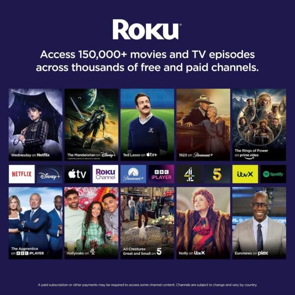 EMtronics EM32ROK Roku Smart TV 32" Inch HD Ready 720p with Netflix, Disney+, BBC, Freeview Play, Dolby Audio, Mobile Control and 3 x HDMI, USB - Black (2024 Model)