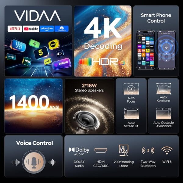 Projector 4K with VIDAA OS
