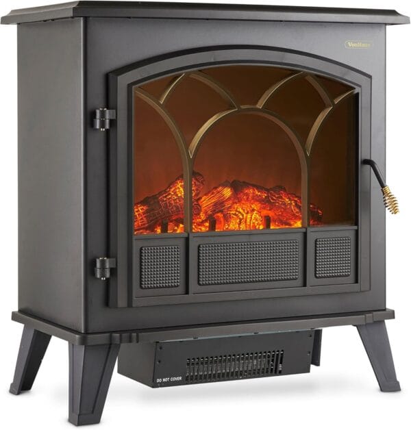 VonHaus Electric Log Burner 1850W – 2 Heat Settings – Black